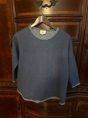 Women’s  Navy Textured Crewneck sweatshirt  - Tuckernuck